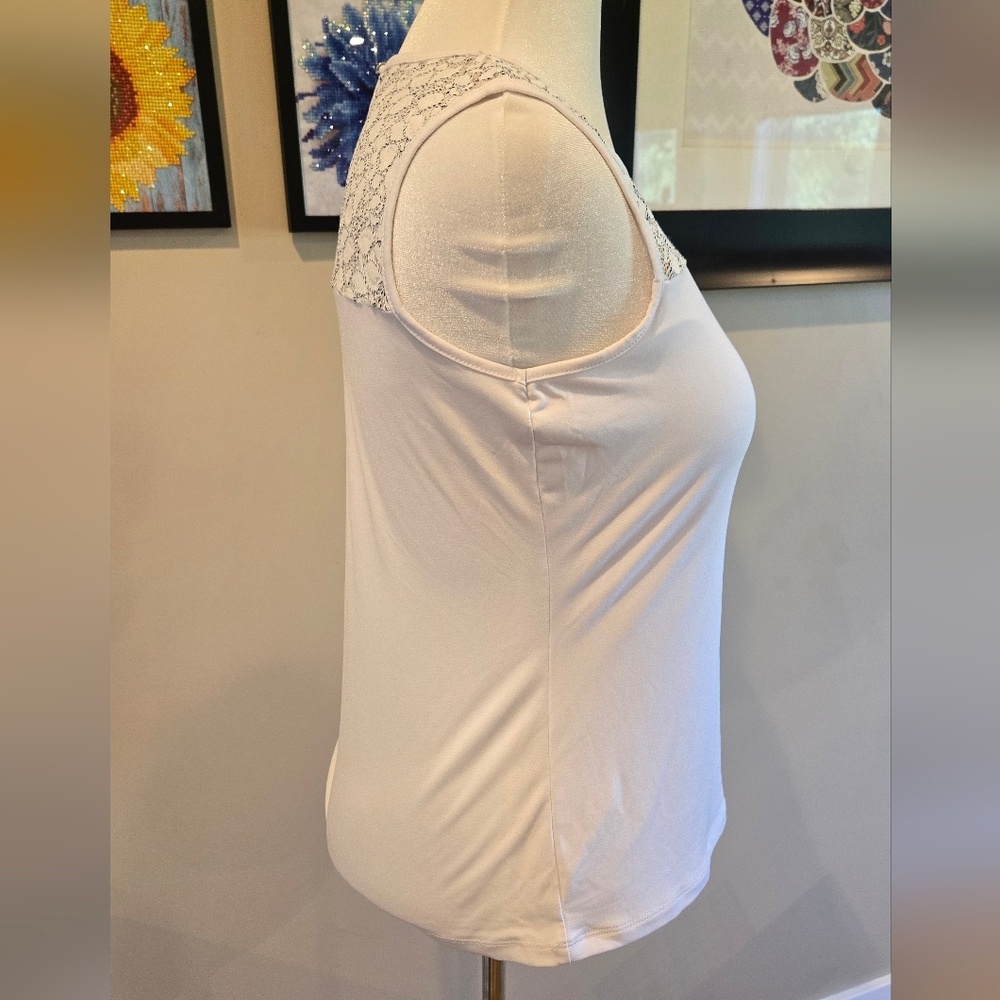 Calvin Klein White Lace Accent Tank Top - Picture 2 of 8